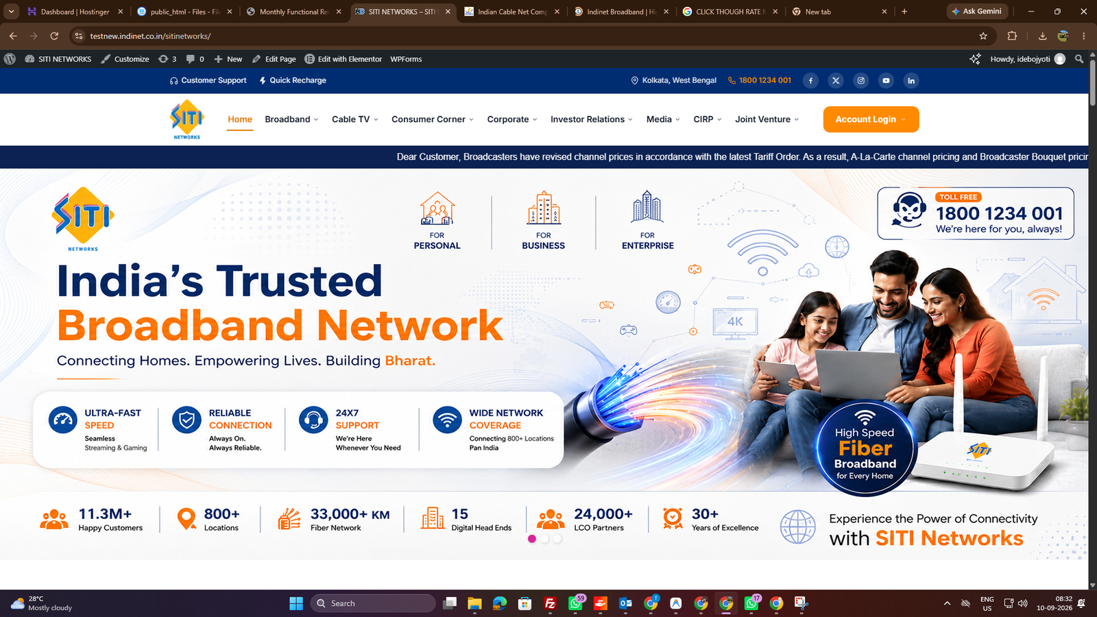 Siti Networks Homepage Screenshot